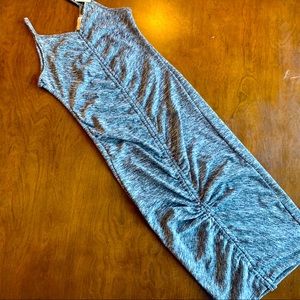 Casual loose grey spaghetti strap dress.
